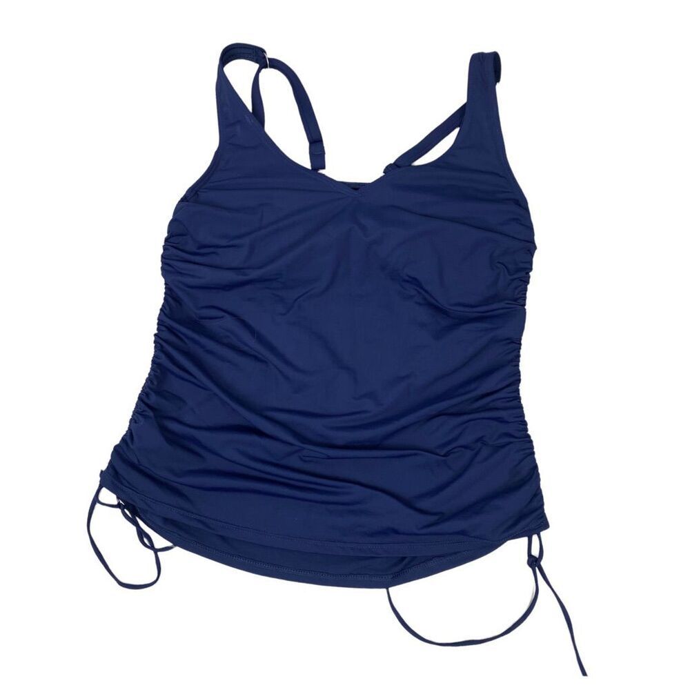 Lands' End V-neck Underwire Tankini Swimsuit Top Adjustable Straps size 4D